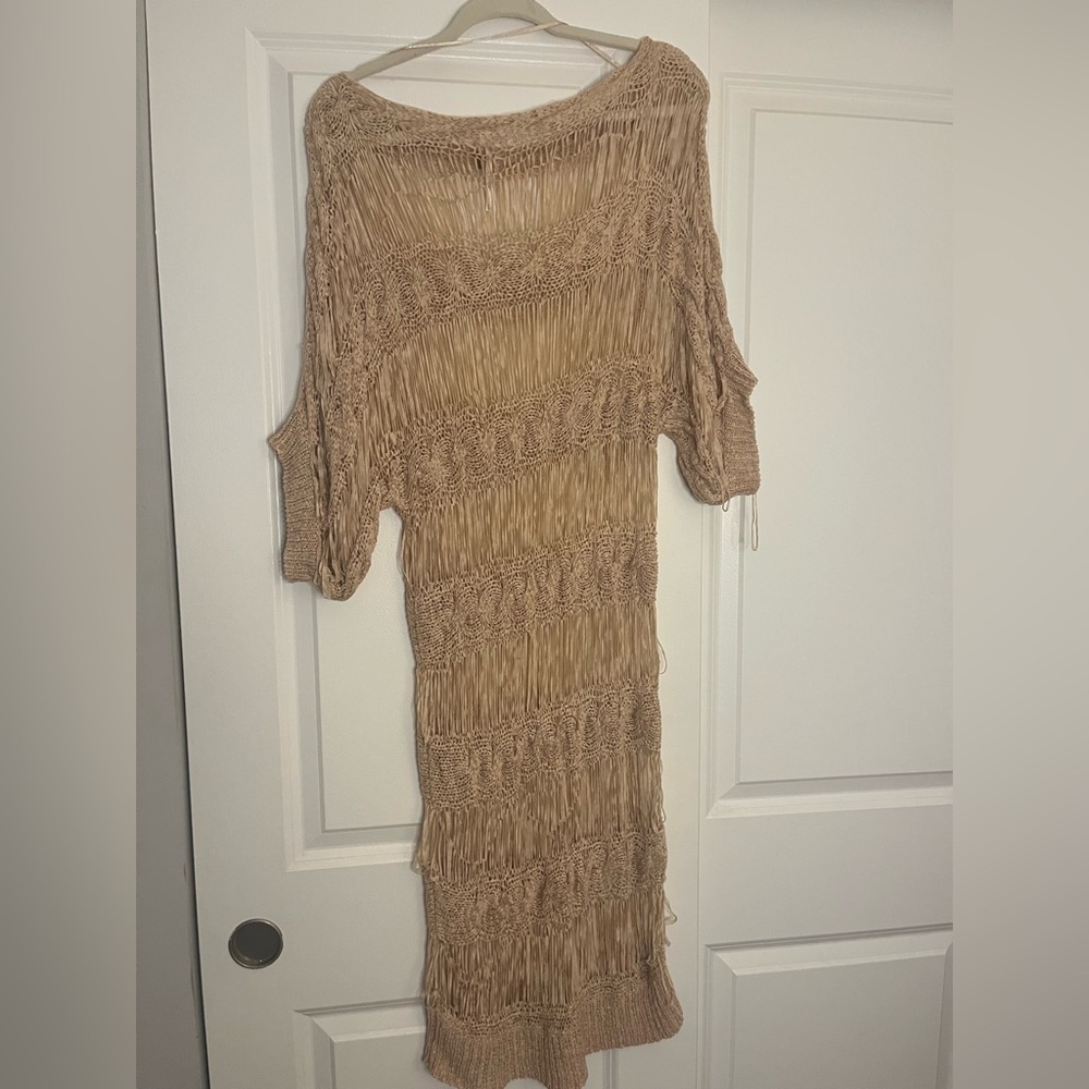 Free People Tan Long Sleeve Knit Dress